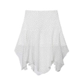 White high-waisted polka dot chiffon skirt with asymmetric layered hem and minimalist style - XS / White with Black Polka Dots