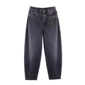 Vintage dark gray high waisted tapered barrel jeans with washed denim texture finish - XS / Dark Grey