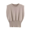 Ärmellose Strickweste für Damen in Beige, lockere Passform mit Rippsaum - S / Hellbeige