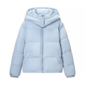 Modische hellblaue Winterjacke mit Kapuze, Reißverschluss und elastischen Bündchen - S / Hellblau