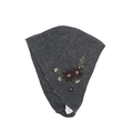 Grey knit headband for women featuring delicate floral embroidery and warm fabric texture - One Size / Gray