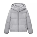 Damen Winterstiefel Pufferjacke in Hellgrau mit Kapuze und Reißverschluss vorne - S / Hellgrau