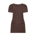 Elegant dark brown puff sleeve mini dress with a slim fit and structured silhouette - S / Dark Brown