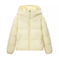 Damen Steppjacke in Creme mit abnehmbarer Kapuze und gestepptem Design für den Winter - S / Hellgelb