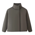 Giacca invernale minimalista talpa scuro con collo alto e silhouette imbottita oversize - S / Marrone Scuro