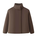 Piumino corto minimalista con collo alto in finitura opaca marrone scuro - S / Cuoio