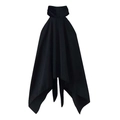Women's black hooded poncho top with turtleneck and asymmetrical hem for cosplay - S / Black