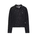 Elegante camicia in pizzo nero con colletto alla coreana e chiusure a bottoni a ranocchio - S / Nero