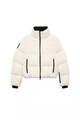 Veste de ski matelassée en polaire blanche pour femme avec détails zippés noirs - S / Blanc