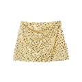 Chic light yellow mini skirt with silver and black sequins in a wrap design style - Yellow