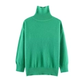 Bright green high neck knit sweater with drop shoulders and ribbed cuffs in a loose fit - S / Green
