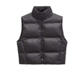 Chaleco acolchado negro para mujer con cuello alto y cremallera frontal estilo casual - XS / Negro