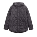 Giacca da donna trapuntata a onde con cappuccio, capospalla invernale grigio scuro - XS / Nero