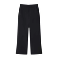 Classic high-waisted black wide-leg trousers with side pockets and smooth straight silhouette - S / Black Pants
