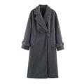 Abrigo largo clásico gris oscuro de mezcla de lana con doble botonadura y silueta de corte H - XS / Gris Vigoré