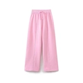 Detail of pink wide-leg sweatpants with elastic drawstring waist and center seam stitching - S / Pink Wide Leg Pants (3750)