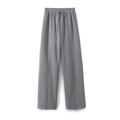 Detail showing grey knit high-waist drawstring trousers with vertical front seams - Bottom (Dark Gray Pants A03)