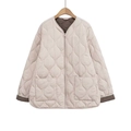 Damen Steppjacke in Beige mit Zwiebelsteppmuster und braunem Kontrastfutter - XS / Beige