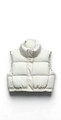Close-up of quilted cream cropped puffer vest with windproof high collar and elastic hem - XS / White