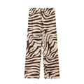Pantalon rétro d'été à imprimé zèbre avec taille élastique à cordon en café et crème - S / Bas