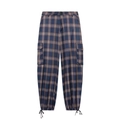 Pantalones cargo de cuadros azul marino con bolsillos de solapa y bajos ajustables - XS / Pantalones