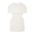 Minimalist white cape-style waist-hugging dress with structured silhouette for women - S / White