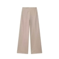 Dettaglio dei pantaloni beige a gamba larga a vita alta con cucitura centrale e tessuto a trama - Pantaloni e gonne