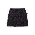 Schwarzer Damen-Minirock aus Strick mit eleganten 3D-Blumenapplikationen im A-Linien-Schnitt - S / Schwarz