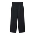 Detail view of high-waisted black straight-leg trousers with sleek side pockets - S / Bottoms / Black