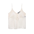 Eleganter weißer Satin-Camisole-Top mit feiner Spitzenborte und dünnen Trägern - XS / Weiß