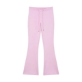 Pantaloni a zampa rosa chiaro da donna a vita alta con coulisse regolabile in vita - S / Nero
