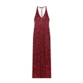 Elegante vestido largo de lentejuelas rojo vino con cuello halter para fiestas - XS / Burdeos