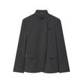Klassischer anthrazitgrauer minimalistischer Blazer mit Stehkragen und asymmetrischem Knopf - XS / Dunkelgrau