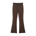 Pantaloni a zampa a vita alta da donna in marron cioccolato con coulisse regolabile - S / Marrone Scuro