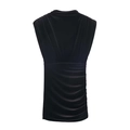 Elegantes schwarzes ärmelloses Samt-Minikleid mit Schulterpolstern und geraffter Textur - XS / Schwarz