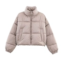 Chaqueta acolchada de mujer marrón claro brillante resistente al agua y al viento - XS / Champán