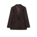 Women's minimalist loose fit dark brown blazer with peaked lapels and single button closure - S / Dark Brown