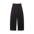 Pantalones negros de talle alto con pernera ancha y elegantes pliegues delanteros - S / Negro