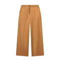 Brown high-waisted wide-leg trousers with front seams and four-button closure - XS / Antique Bronze Brown