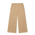 Pantaloni professionali color kaki a vita alta e gamba larga con bottoni dorati decorativi - XS / Cachi