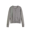 Gilet en maille grise classique avec manches longues et une encolure ronde boutonnée - S / Gris