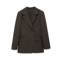 Dunkelolivfarbener Einreiher-Blazer für Damen mit Reverskragen und Pattentaschen - S / Tiefes Olivgrün