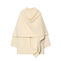 Elegant beige layered cape coat with button closure for autumn and winter fashion - S / Off White