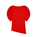 Top rojo chic con mangas abullonadas, dobladillo asimétrico y elegante cuello redondo - XS / Rojo