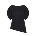 Detalle de top negro con mangas abullonadas, cuello barco y dobladillo asimétrico - XS / Negro