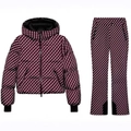 Deep red wine snowsuit set with white stripes including hooded jacket and padded pants - XS / Top And Bottom / Dark Burgundy