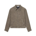 Chaqueta bomber clásica de pata de gallo con cuello de solapa y cierre de cremallera marrón - XS / Houndstooth