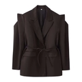 Détails des épaules structurées et de la ceinture sur une veste marron - Marron