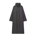 Cappotto lungo in lana grigio scuro con collo alto e bottoni ambrati dal design classico - S / Grigio