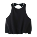 Zwarte haltertop voor dames met strass-ketting en een stijlvolle bubble zoom - S / Zwart